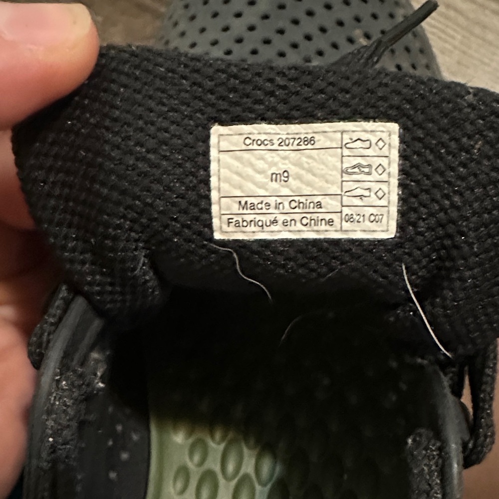 CROCS Black and Green Slip-On Shoes - Picture 2 of 5